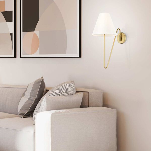 Kennedy Brushed Champagne Bronze with Ivory Linen One-Light Swing Arm Sconce, image 2